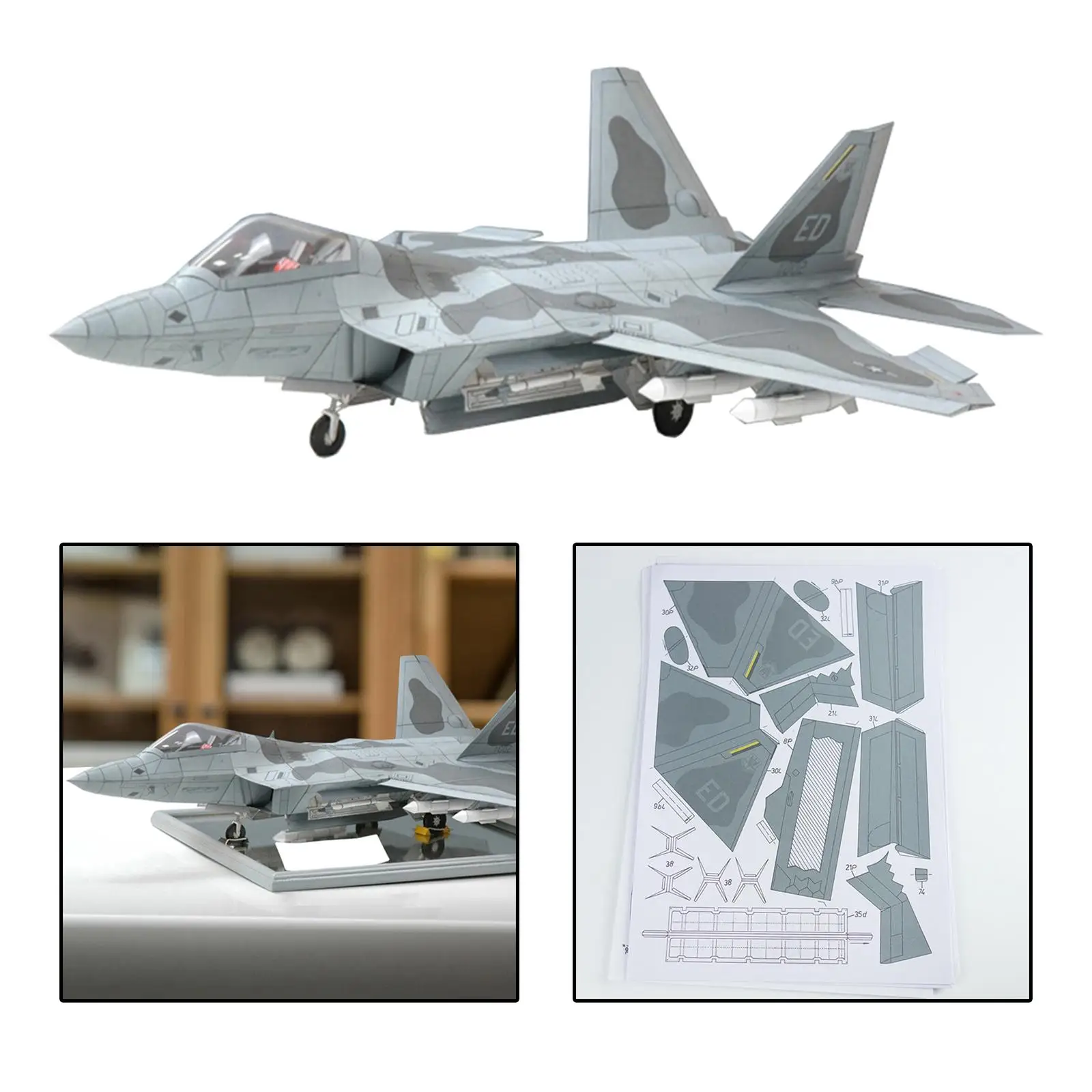 Escala 1:33 3D F22 Fighter ensamblar modelo de papel Kit DIY montar construcción para