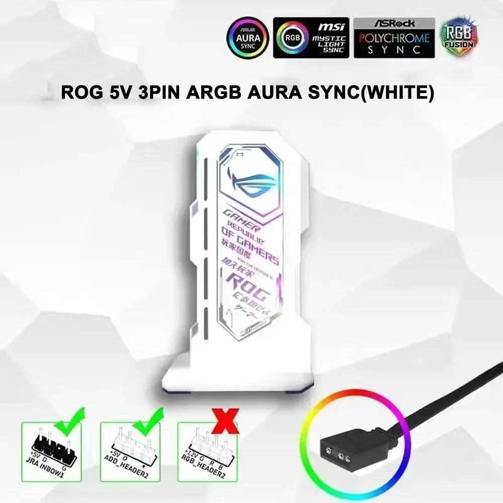 لتقوم بها بنفسك ARGB VGA حامل 4090,5 فولت 3PIN AURA مزامنة بطاقة الفيديو قوس ل MSI/ROG/AORUS/TUF/IGame ، 3090 3080 وحدة معالجة الرسومات الدعم