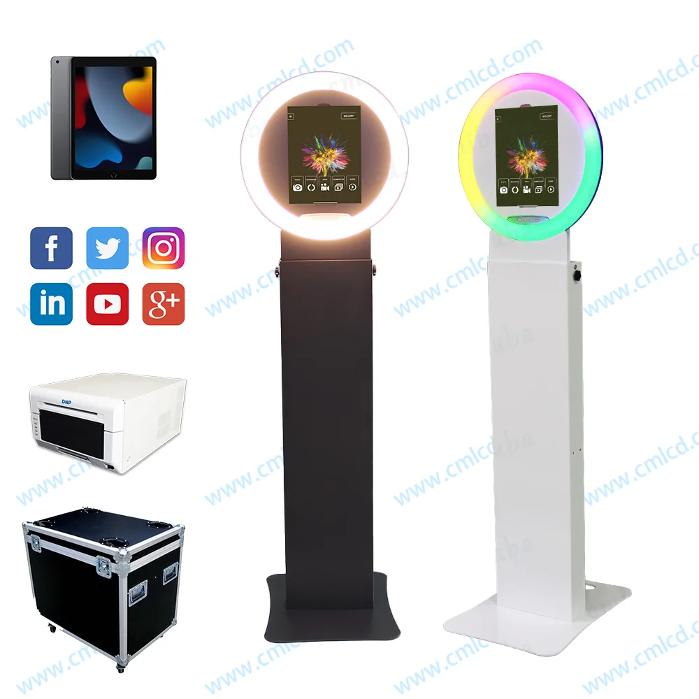 Manufacturer Portable Open air  Ring Light Photobooth Shooting Selfie Photobooth Flash Camera Printer Photo Booth