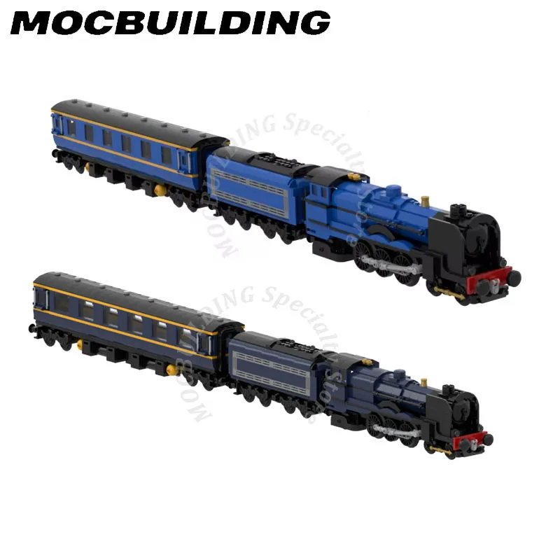 Conjunto de trem largo com 7 pinos, modelo de exibição, acessórios de ferrovia, blocos de construção moc, brinquedos diy, presentes, presente de natal