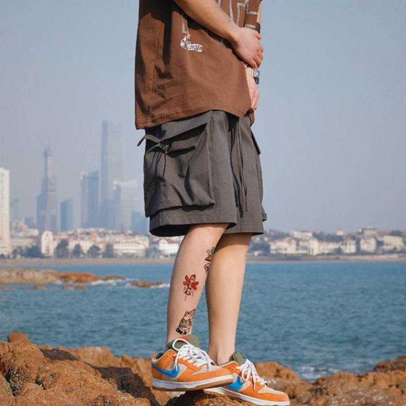 2026 New Men's Casual Cargo Shorts Summer Tactical Design Retro Loose Fit Big Size