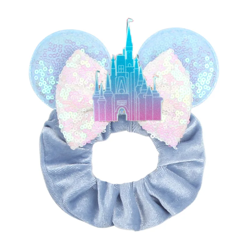 Disney Ears Hair Scrunchies Velvet Hairbands  Girls Sequins Bows Headband Women Kids Party Diy Haaraccessoires