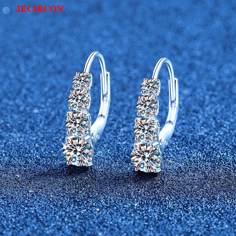 

JECIRCON S925 Sterling Silver Moissanite Hoop Earrings for Women, 2.8-5mm Graduated Starry Design, Versatile Sparkling Jewelry