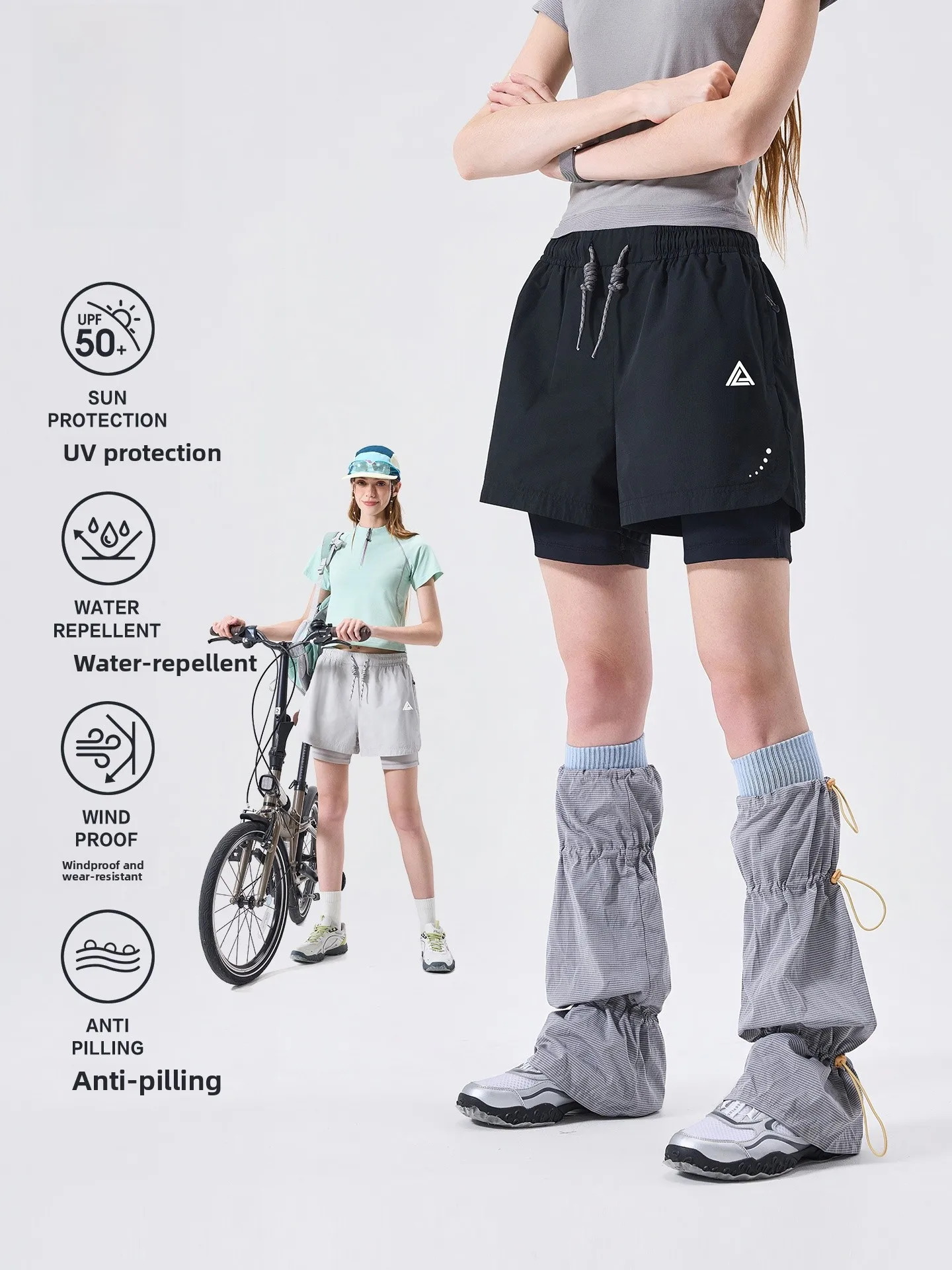 LAZY DAY Outdoor Sports Shorts for Women Summer Quick Dry Two-In-One Running Pants Hiking Training Water Resistant Loose Fit