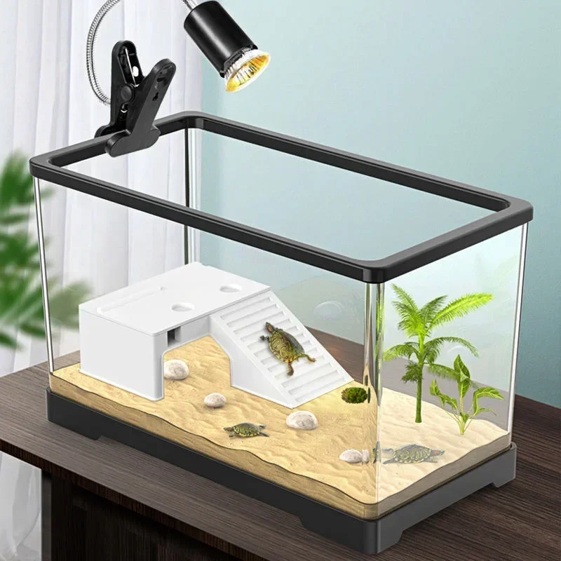 

Terrariums Turtle Breeding Aquarium Fish Tank S/M with Anti-escape Cover Terrarium Turtle Acrylic Box Reptiles House Fish Tank