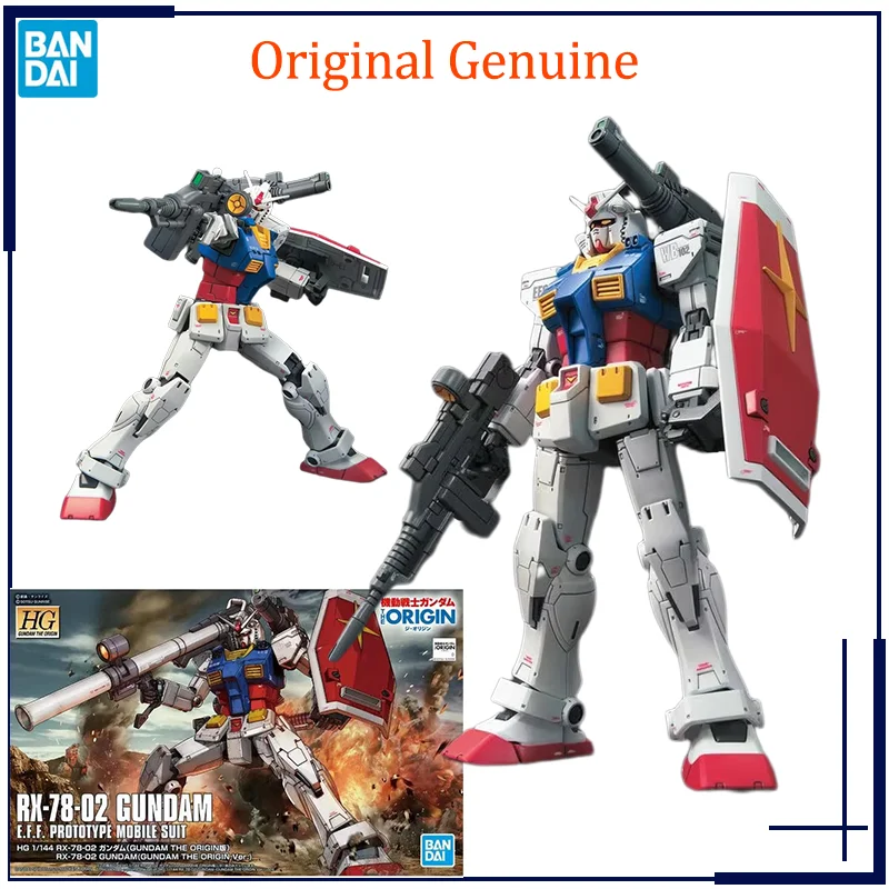 Original Genuine HG 1/144 RX-78-02 Gundam E.F.F. PROTOTYPE Bandai Anime Model Toys Action Figure Gifts Collectible Ornaments