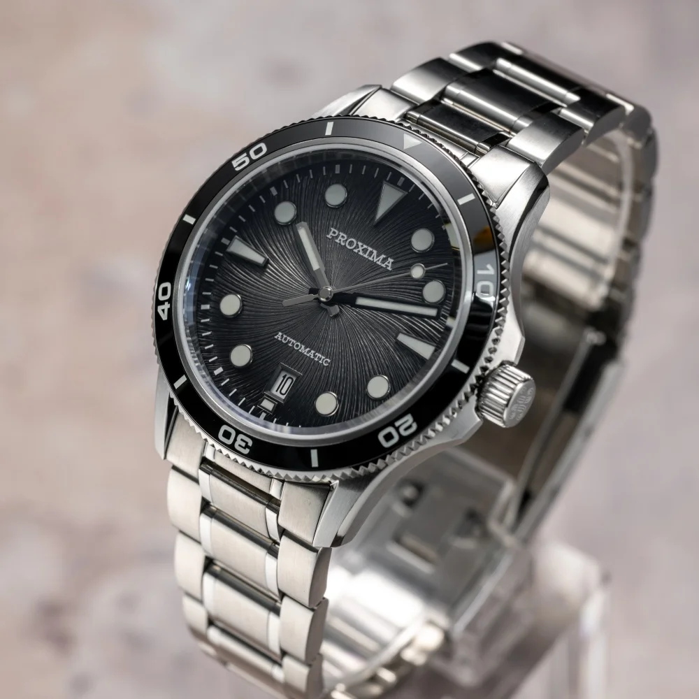 Proxima PX1755 Watch Men Miyota 9015 Automatic Sapphire AR Glass Ceramic Bezel Waterproof 200m Luminous Stainless Steel