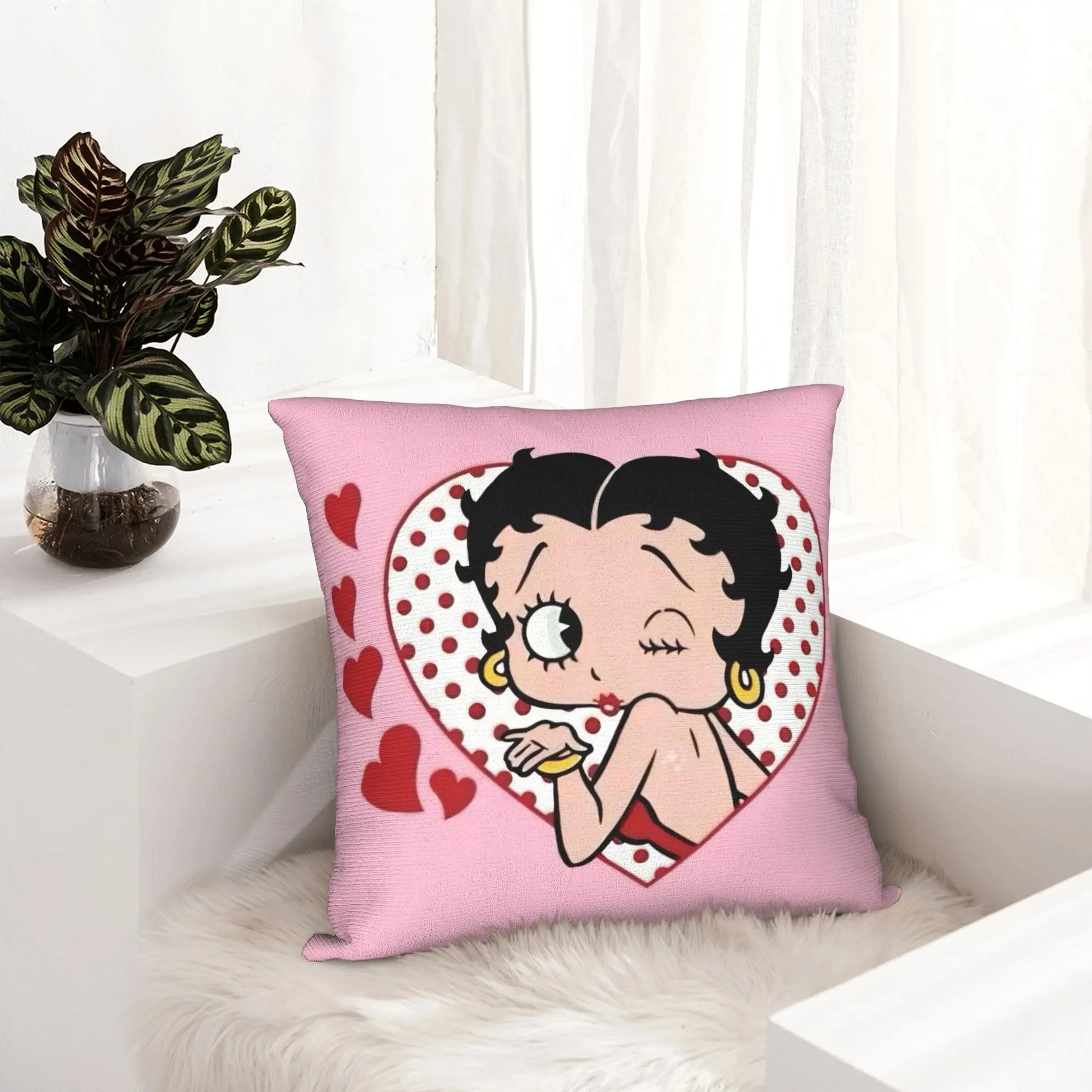 Anime B-Betty BoopS Pillowcase Printing Fabric Cushion Cover Decoration  Pillow Case Cover Home Square 45*45cm