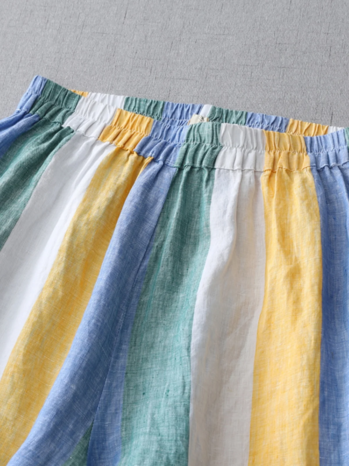 الصيف عارضة شريط الكتان السراويل واسعة الساق عالية الخصر تسع نقاط فضفاضة تناسب المرأة بنطلون Faionable