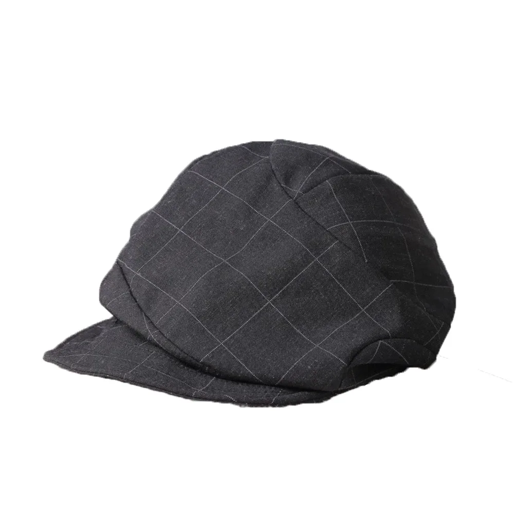 

Korean Vintage Plaid Beret Cloud Newsboy Octagonal Cap Visor Artist Peaked Hat Outdoor