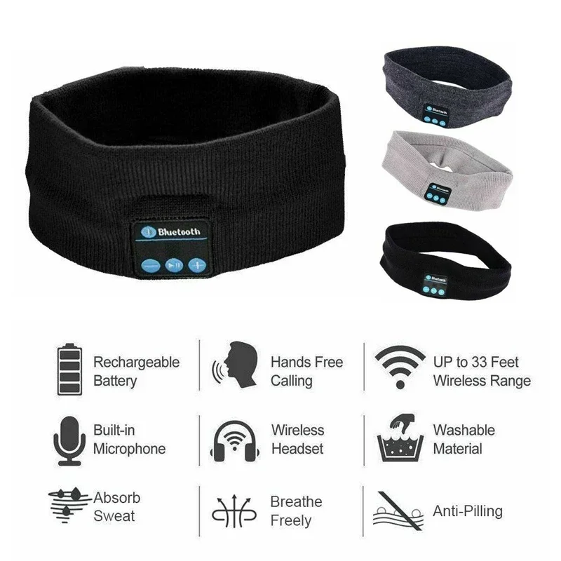 Wireless Bluetooth Stereo Headphones Running Music Earphone Sleeping Mask Headset Fashion Yoga Sports Music Headband with Mic