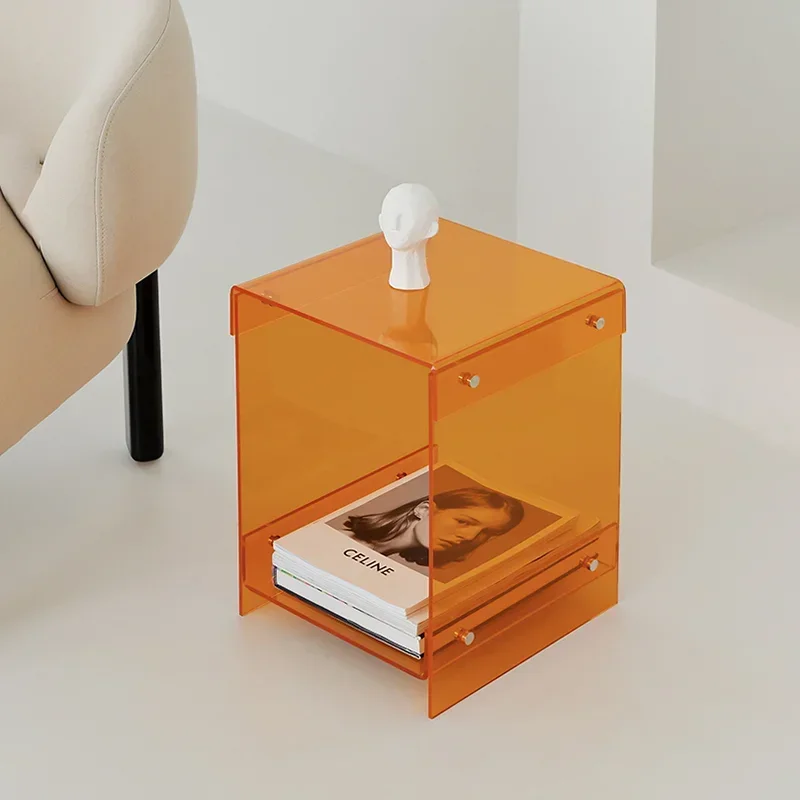 Nordic Coffee Tables Living Room Furniture Sofa Side Table Acrylic Double-deck Storage Tea Tables
