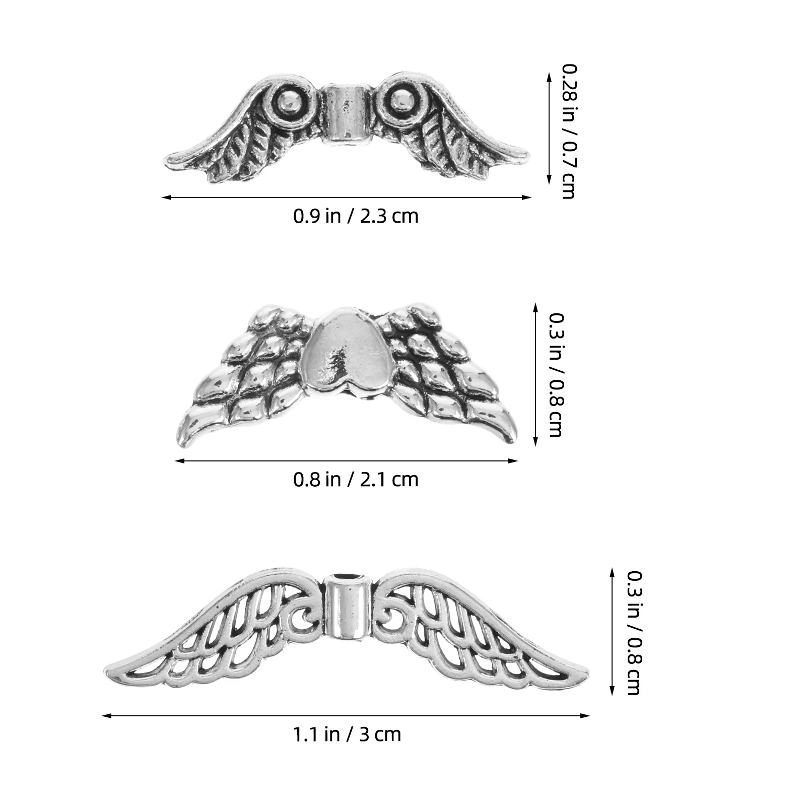 60 قطعة أجنحة الملاك خمر سحر سبائك الخرز لصنع المجوهرات الجنية الجناح خزر عازل أقراط القلائد أساور المفاتيح