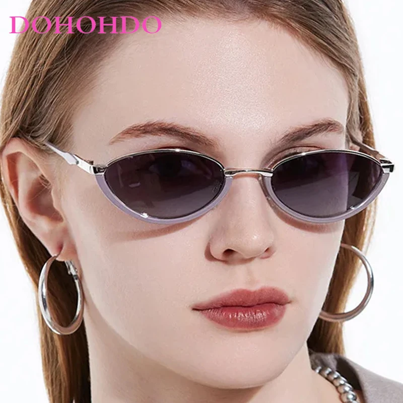 

Luxury Vintage Metal Small Cat Eye Sunglasses Women Men Brand Designer Sunglass Outdoor Driving Summer Traveling Eyewear UV400