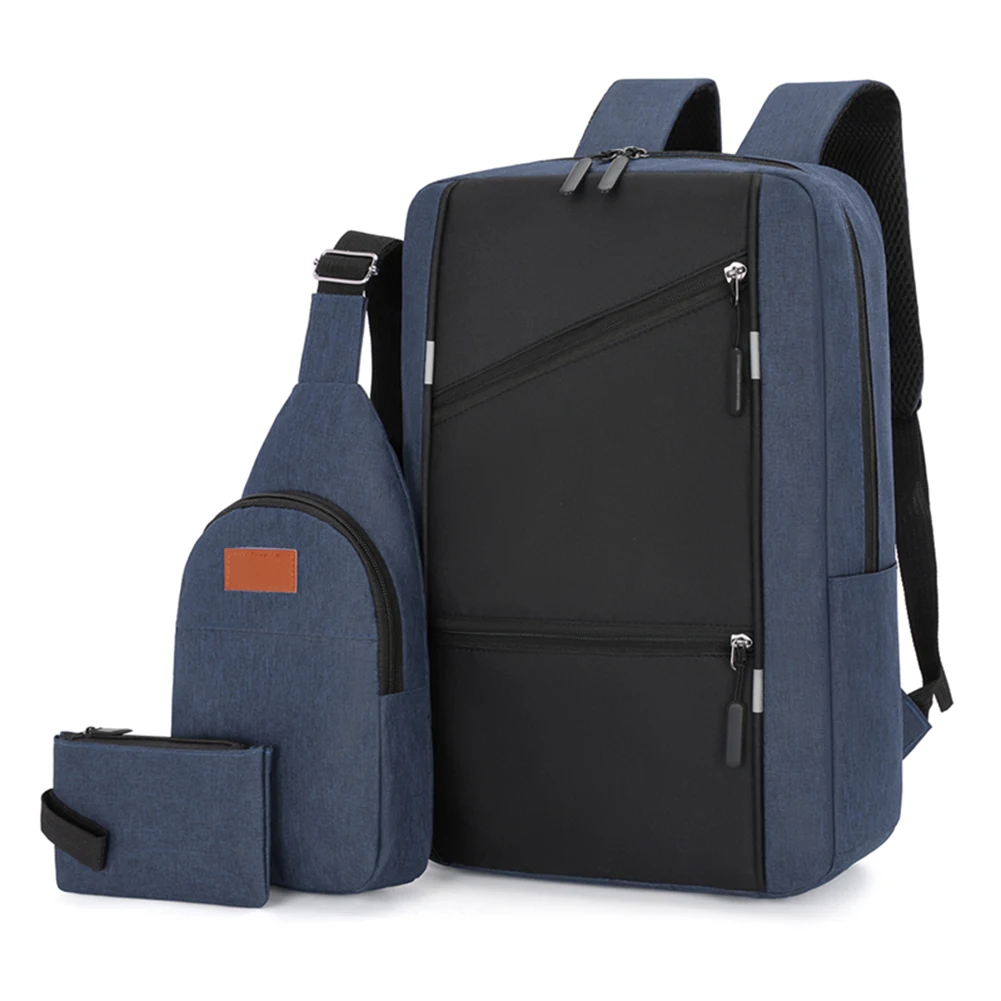 3Pcs Casual Bag Set Laptop Backpack Travel Book Bag Multifunction Versatile School Bag With USB Interface for Outdoor Travel