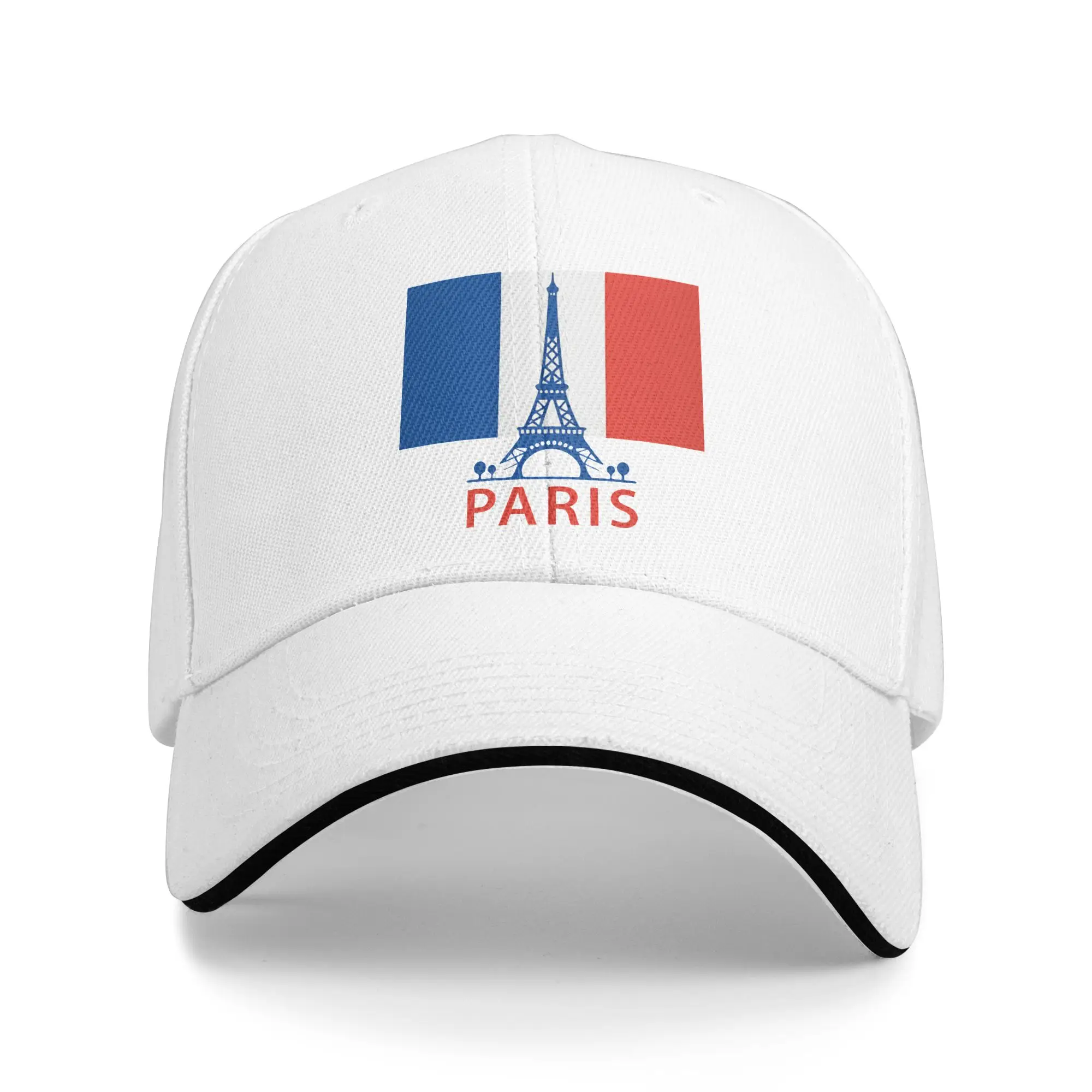Paris Eiffel Tower And French Flag  Baseball Cap  Outdoor Gym Sun Visor Hip Hop Hats Unisex Men Fashion Print Baseball Caps