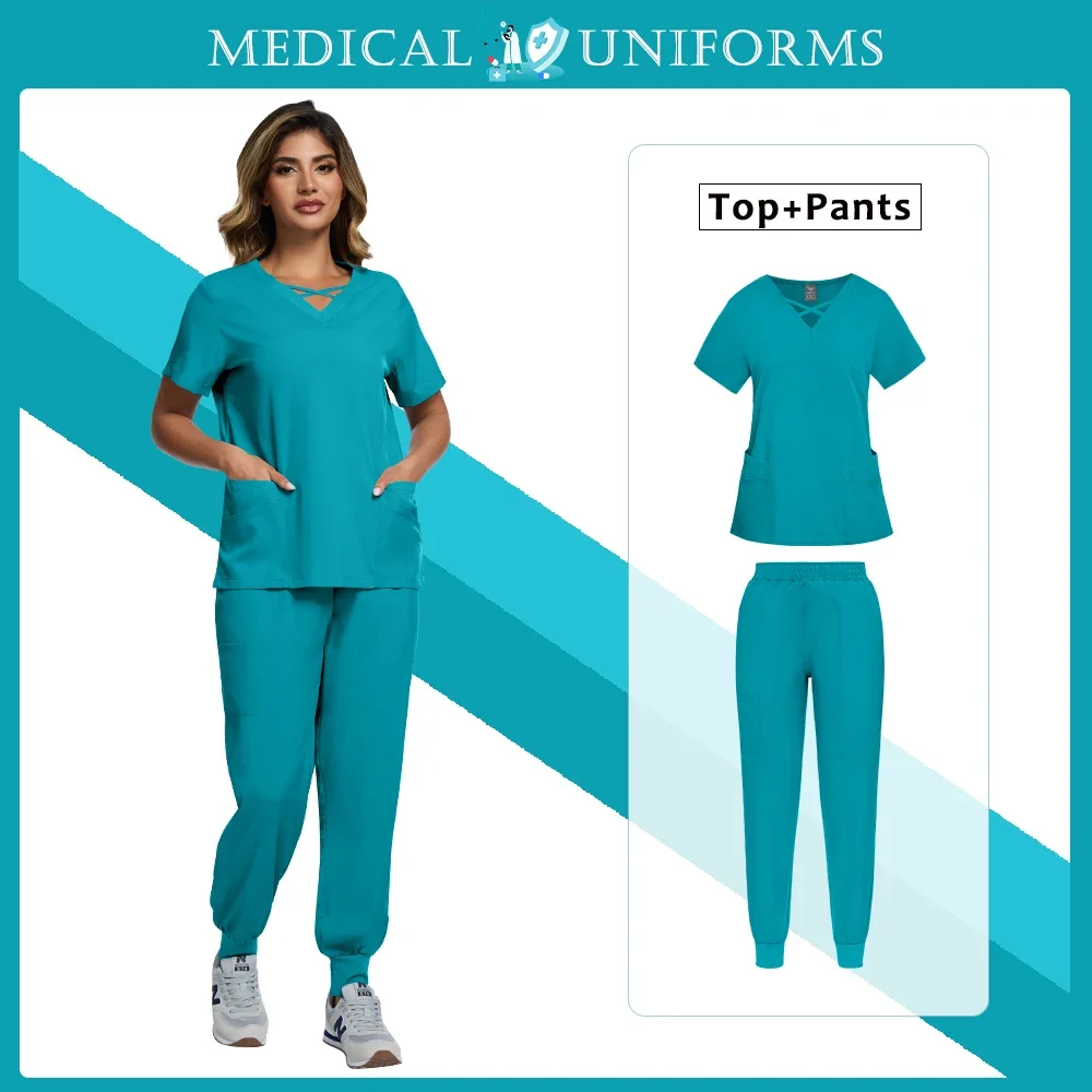 Uniformes médicaux vêtements de travail cliniques infirmière d'hôpital gommages ensemble haut de travail chirurgical pantalon clinique dentaire Spa laboratoire vêtements de travail accessoires