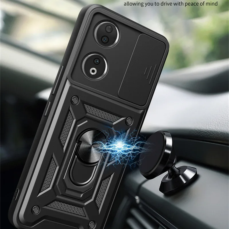 Armor Shockproof Case For Honor 90 Smart Honor 70 Lite Cover Lens Protection With Ring Magnetic Holder Coque Capa Fundas