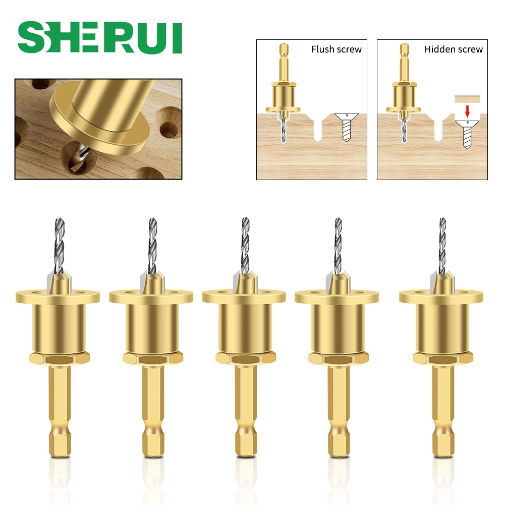 Adjustable Hex Shank Drill Bit Woodworking Installation Limit Hole Countersunk Bit Carbide Bit Woodworking Tools