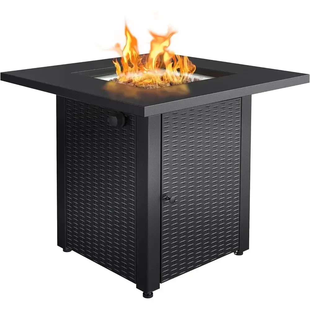 Double-Function 50,000 BTU Outdoor Gas Fire Pit Table with Lid, Lava Rocks, ETL Certified, Adds Warmth to Backyard Gatherings