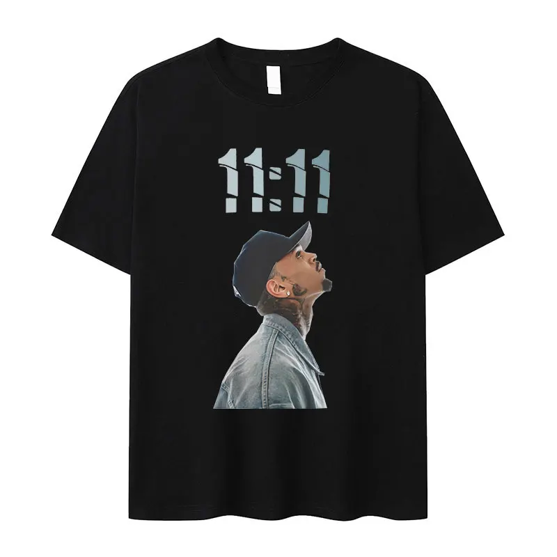 Limited Chris Brown 11:11 Tour 2024 New T Shirt Men's Cool Hip Hop Retro Style T-shirts Casual Oversized Cotton Tees Streetwear