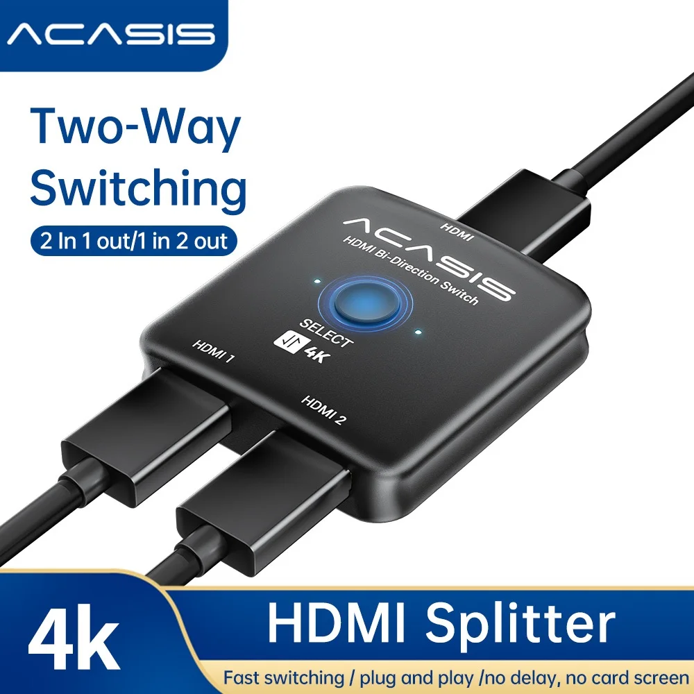 ACASIS HDMI-переключатель, разветвитель 4K при 60 Гц, двунаправленный переключатель HDMI 2.0, 2 в 1, разветвитель HDMI 1 в 1, поддержка 4K 3D HDR для ПК ACASIS HDMI-переключатель, разветвитель 4K при 60 Гц, двунаправленный переключатель HDMI 2.0, 2 в 1, разветвитель HDMI 1 в 1, поддержка 4K 3D HDR для ПК