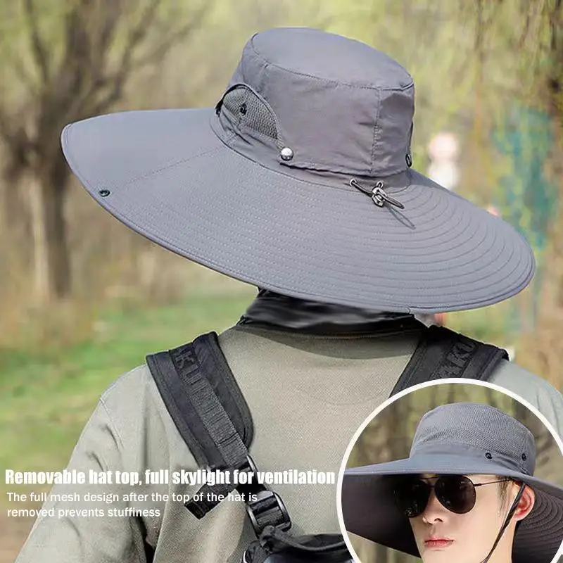 Lightweight Sun Hat Large Brim UV Protection Detachable Mesh Ideal for Weekend Getaways