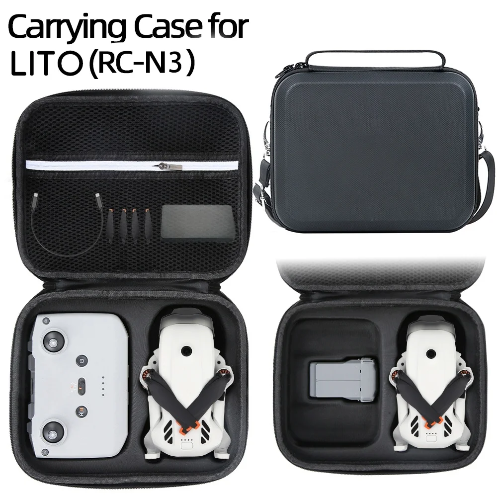 

Storage Bag Case for DJI Lito, Carrying Case PU Protective Box Hard Shell Travel Organizer with Shoulder Strap Drone Accessories