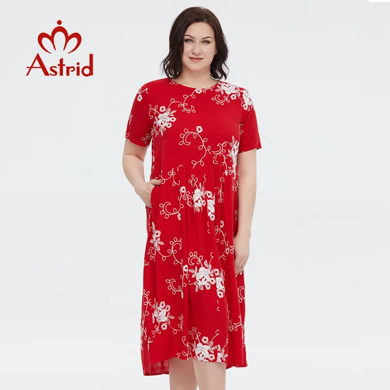 Astrid Women's Summer Dress 2023 New Cotton A Line Long Boho Casual Vintage New in Dresses Oversize Floral Print Dress Female