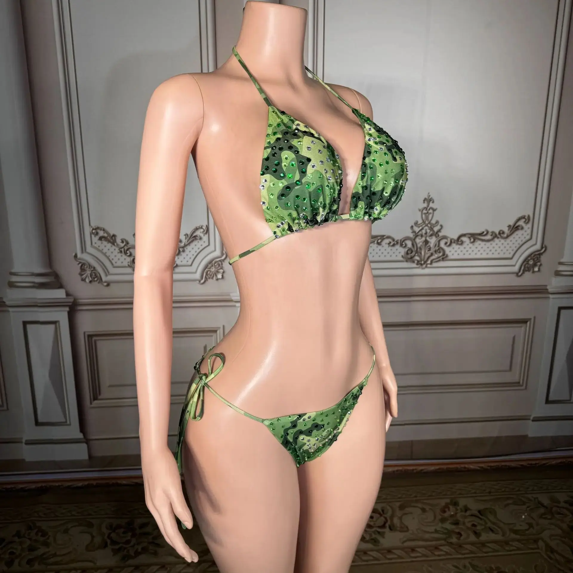 New Print Two Pieces Swimsuit Personal Custom Sexy Bikini for Women Thin Strings Super Micro Triangle Thong Bikini Set