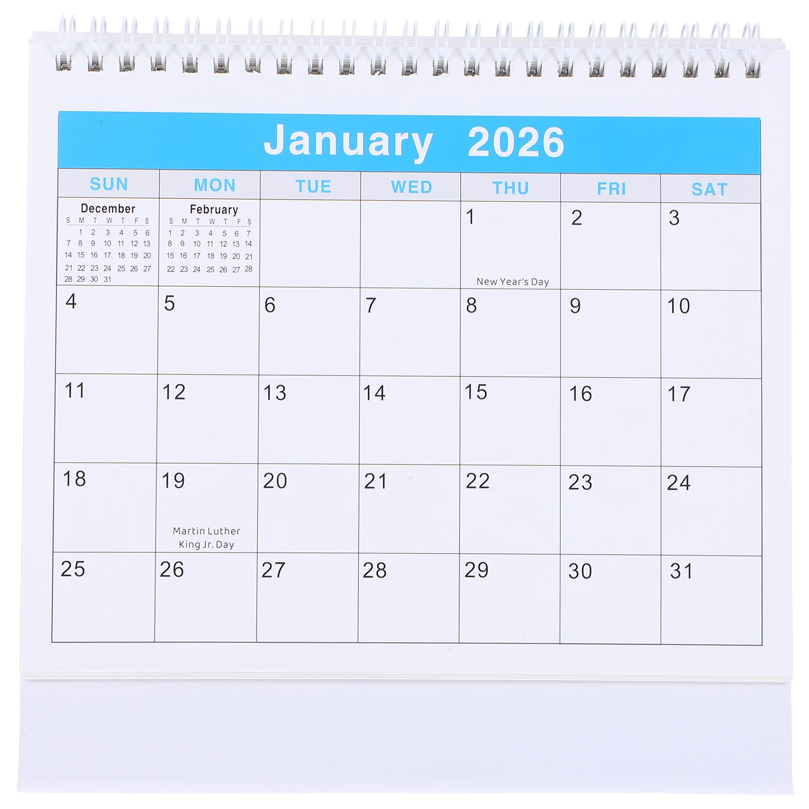 

Ежемесячный настольный календарь 2026, двойная проволочная переплетная прочная бумажная дорожка, важные даты для школьных учителей, студентов, профессионалов