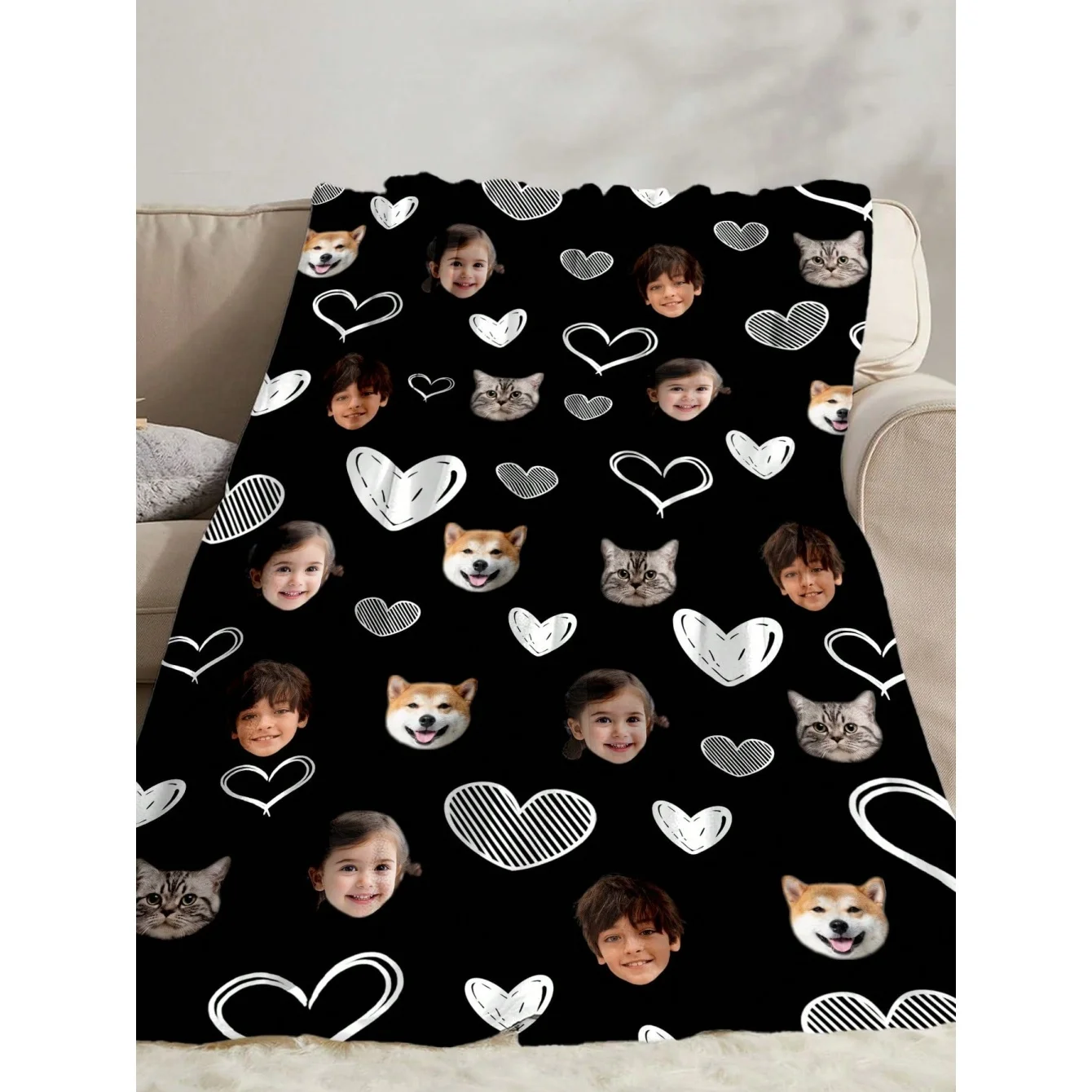 1PC Personalized Blankets DIY Flannel Blanket Send Your Photos Customized Gift Blanket Camping Travel For Family Friend Blankets
