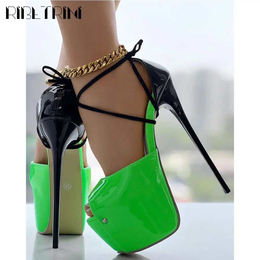 Sexy High Heeled Sandals Women Stilitto Heels Peep Tpe Lace Up Platform Shoes 2023 New Brand Luxury Dress Party Nightclub Shoes