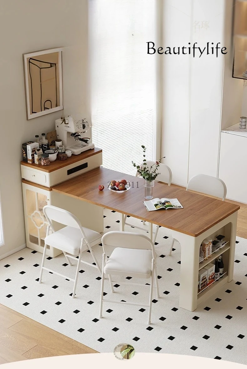 

Cream Wind Island Dining Table Integrated Household Retractable Small Apartment Restaurant decoración hogar