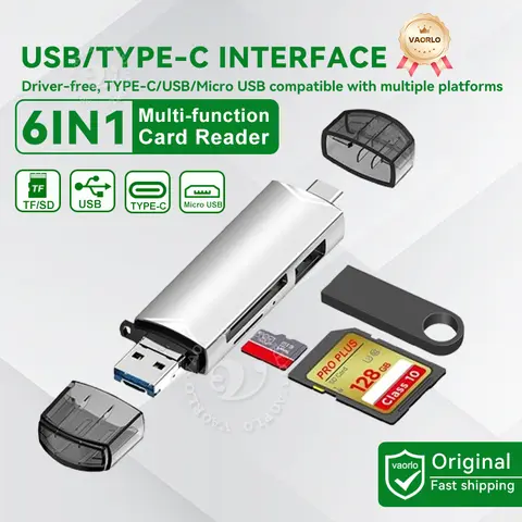 Lector de tarjetas multifunción 6 en 1 OTG USB 3,0 disco U TYPE-C/Usb/Tf/Sd unidad Flash tarjeta de memoria para adaptador teléfono portátil Compute