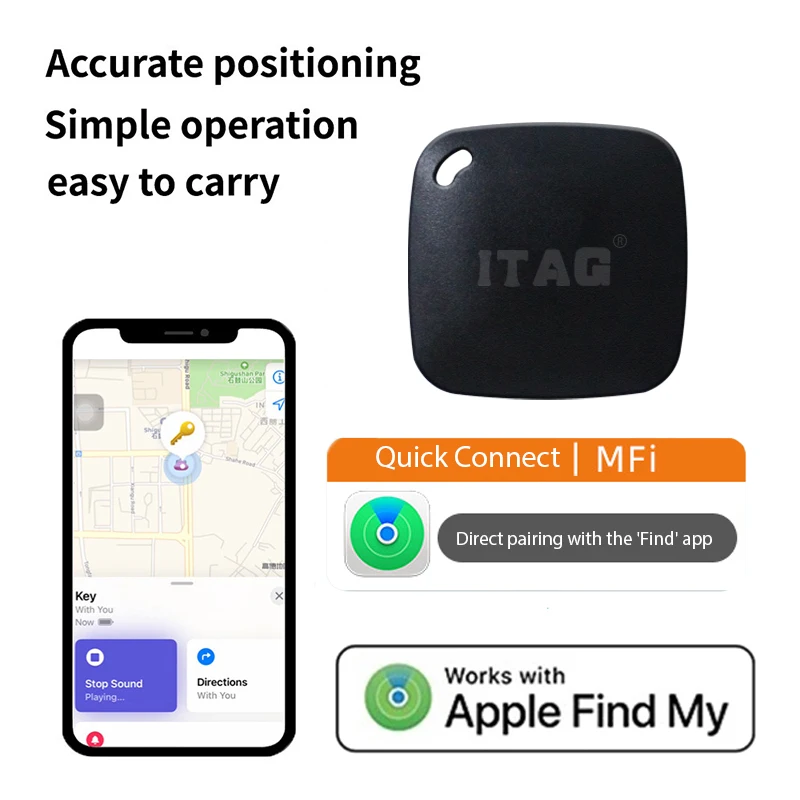 Smart Bluetooth GPS Tracker with Find My APP Anti Lose Reminder Device for Phone ITag Locator MFI Rated Locator Keys Pets Finder