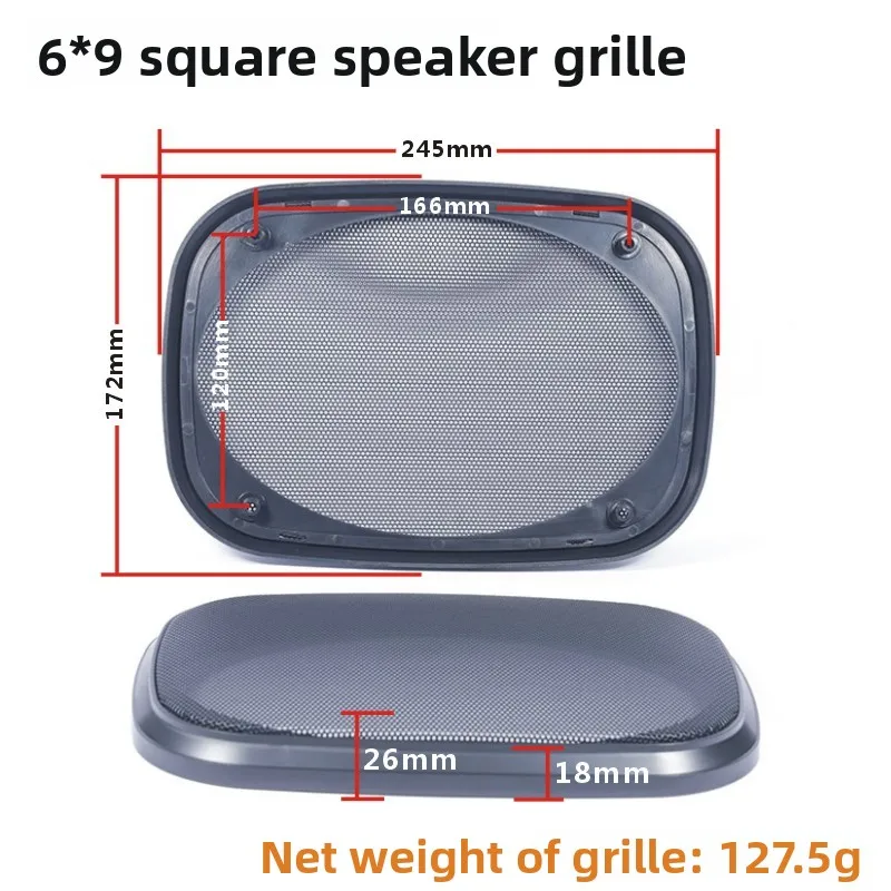 MW Audio, set van 2 stuks, 6x9" luidsprekerroosters voor in de auto, metalen gaasafdekking met zwarte kunststof ring, geschikt voor 4x6" audioluidsprekers.
