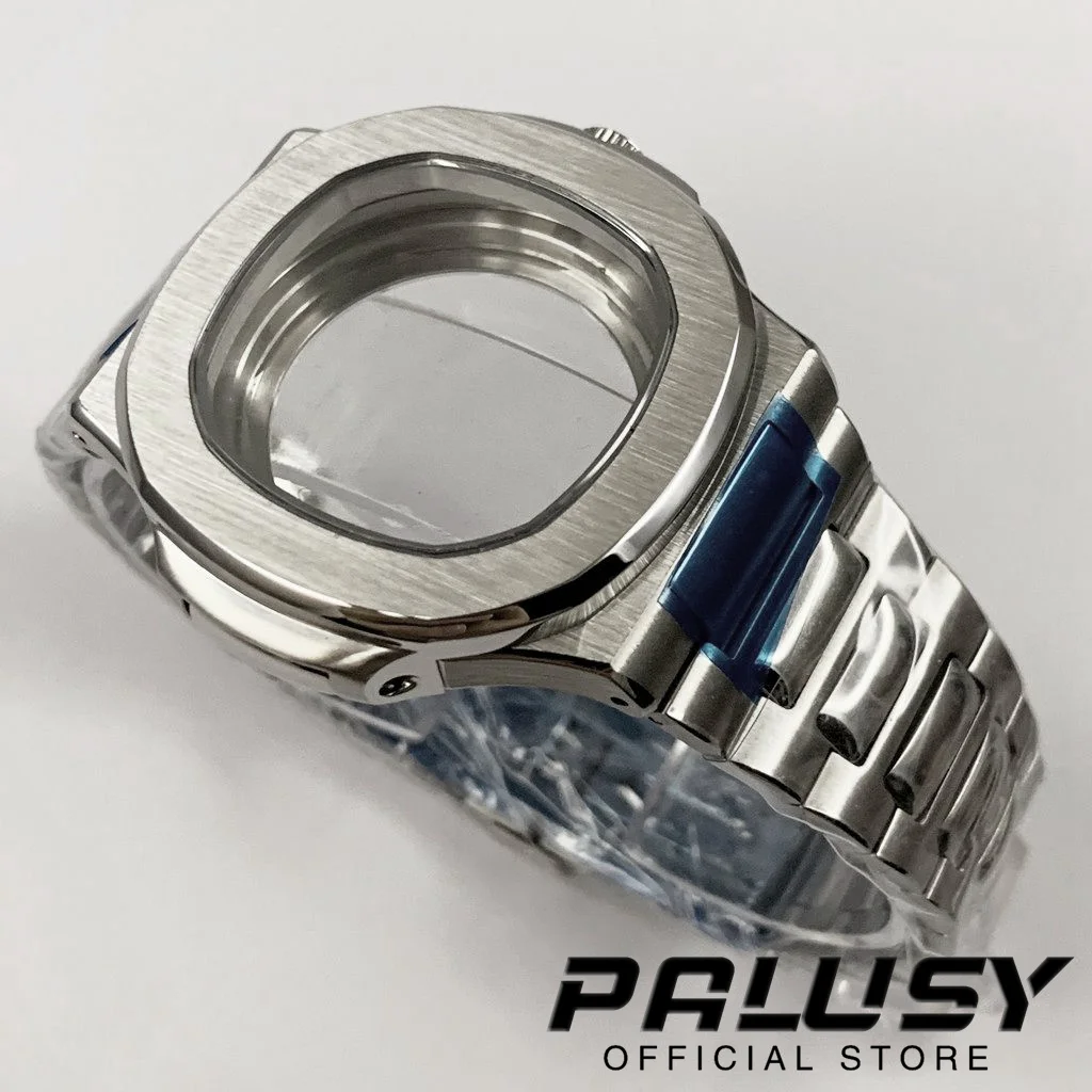 42mm Silver Sapphire Glass Stainless Steel Watch Case Fit NH35A NH36A Miyota 8215 ETA2824 PT5000 Movement