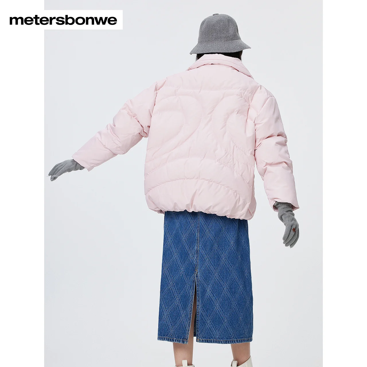 Metersbonwe-Jaqueta fofa feminina, 90 Duck Down Puffer, gola alta, solta, casual, engrossado, roupa quente, inverno