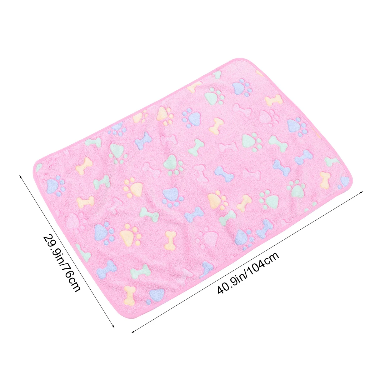 1Pcs Pet Carpet Coral Small Pink Bone Printed Dog Blanket Sleep Mat 104x76cm Cozy Warm Travel Bed