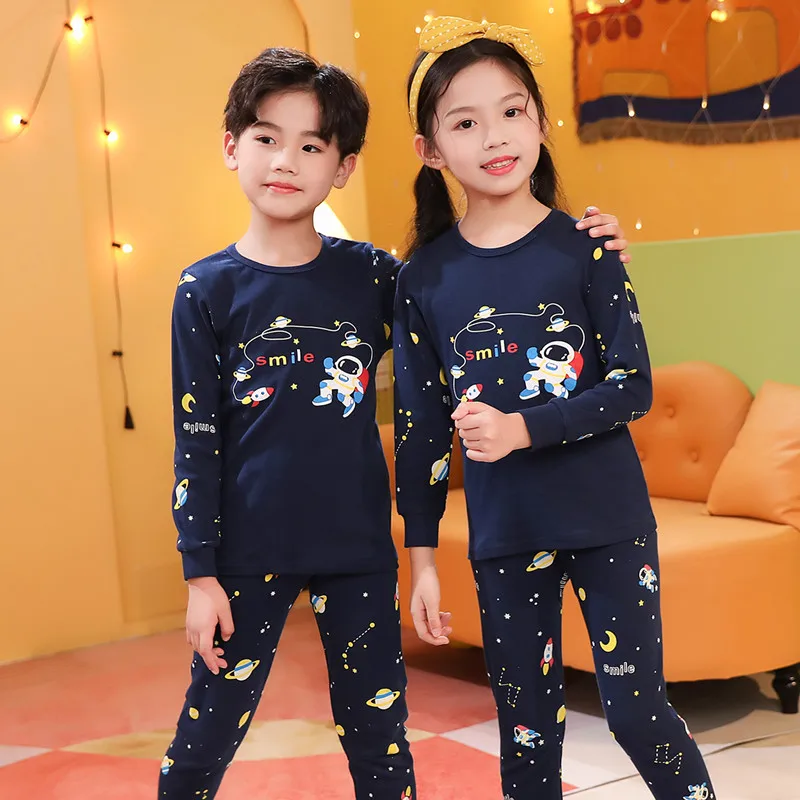 

New Spring Autumn Children's Clothing Sets Astronaut Boy Sleepwear Long sleeved Pants Clothes Kids Pajamas Baby Girls Pyjamas