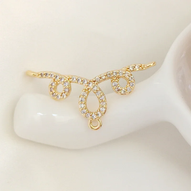 

2 шт., медное покрытие, 14-каратное золото, инкрустированное цирконом, кольцо, кулон, ювелирные изделия своими руками, ожерелье, браслет, аксессуары, материалы