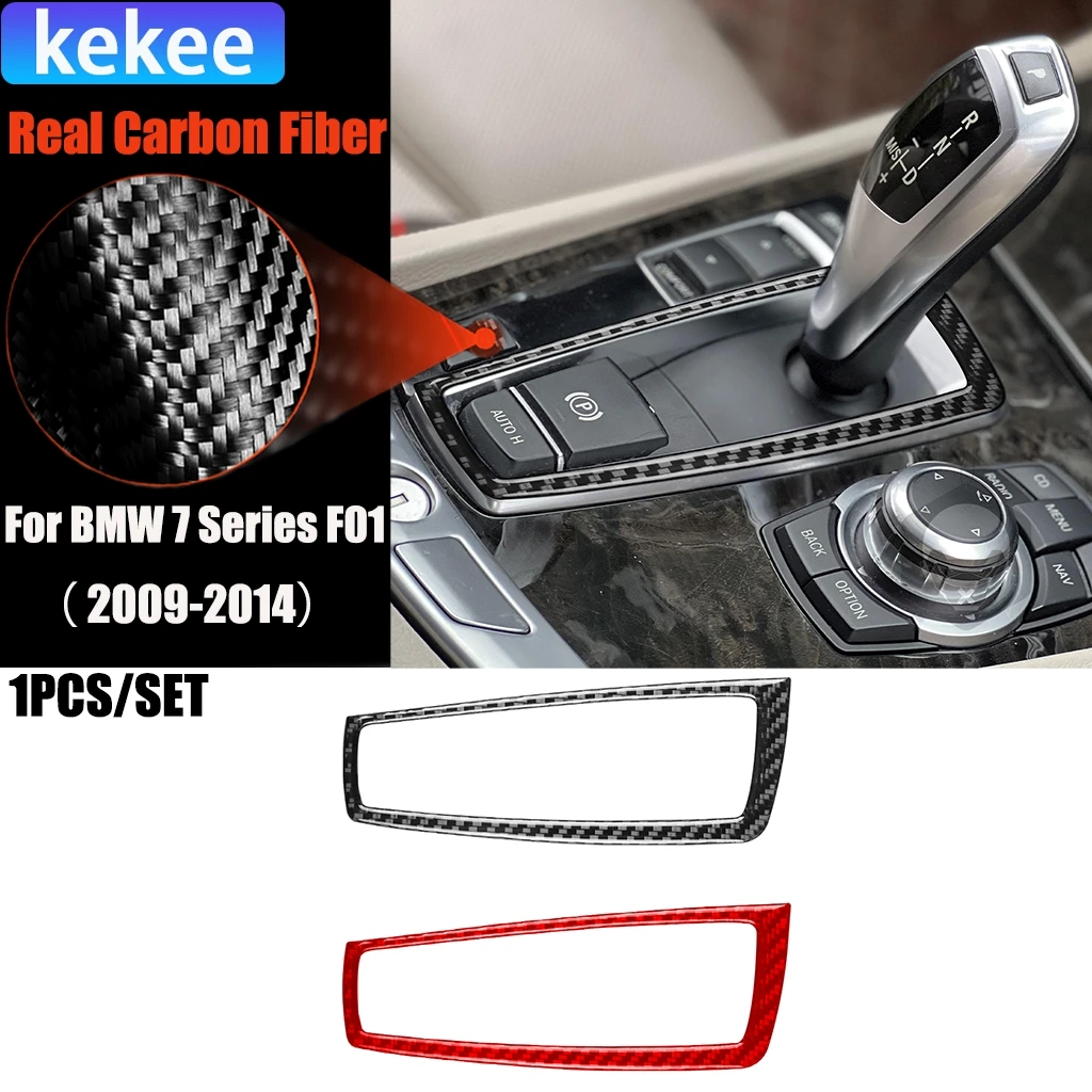 

Carbon Fiber Car Accessories Gear Shift Interior Trim Cover Soft Sticker For BMW 7 Series F01 730li 740li 750li 2009-2014