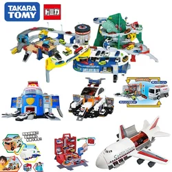 TAKARA TOMY Tomica Building Parking Lot Variable Speed Expressway Rail Car Deformation Gas Station Boat Scene Children's Gifts