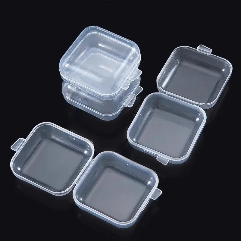 1/100 pz Piccola Scatola di Immagazzinaggio di Gioielli Quadrata Copertine Custodia per Pillola Orecchini di Plastica Trasparente Antipolvere Tappi Per Le Orecchie Scatole di Immagazzinaggio