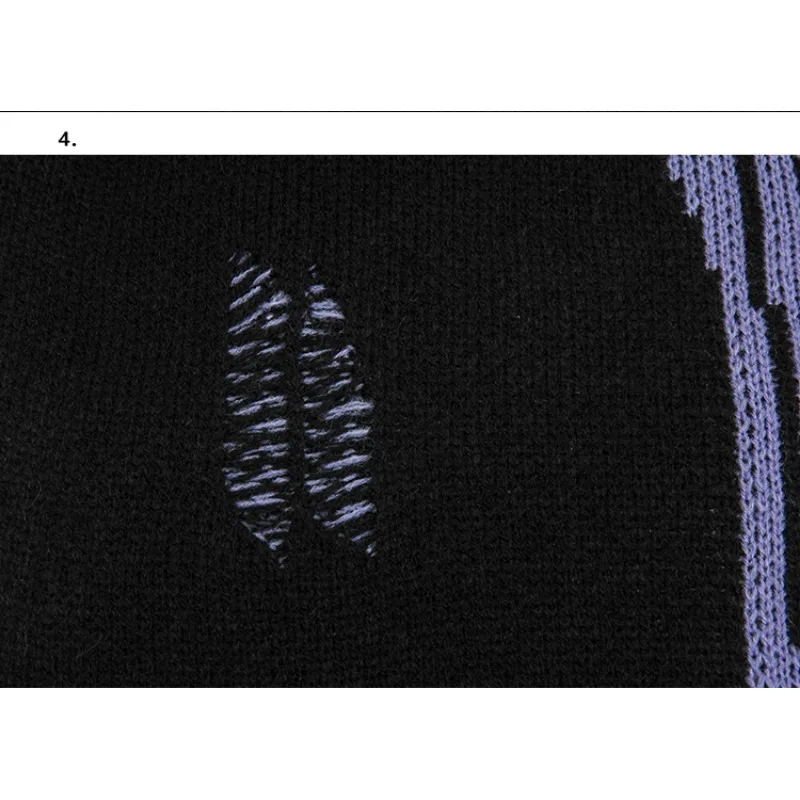 Vintage Hole Gothic Pullovers Pi Shuai Sweater Letter Jacquard Men's and Women's High Street Couple Loose Lazy Knitted Sweater