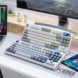 Wireless Mechanical Keyboard Hot Swap 87 Key 75% Layout Spanish Russian Korean Arabic Keyboard Wireless Bluetooth Type C RGB K86