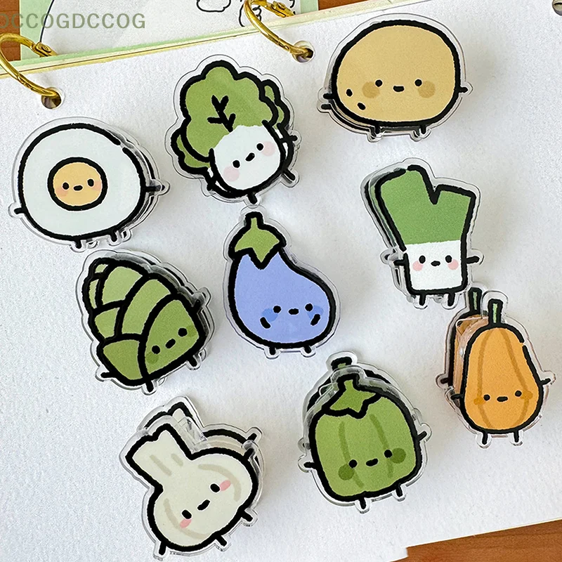 1 ペアクリエイティブ食品野菜付箋クリップ漫画イン高額面両面アクリル PP クリップ試験紙フォルダー