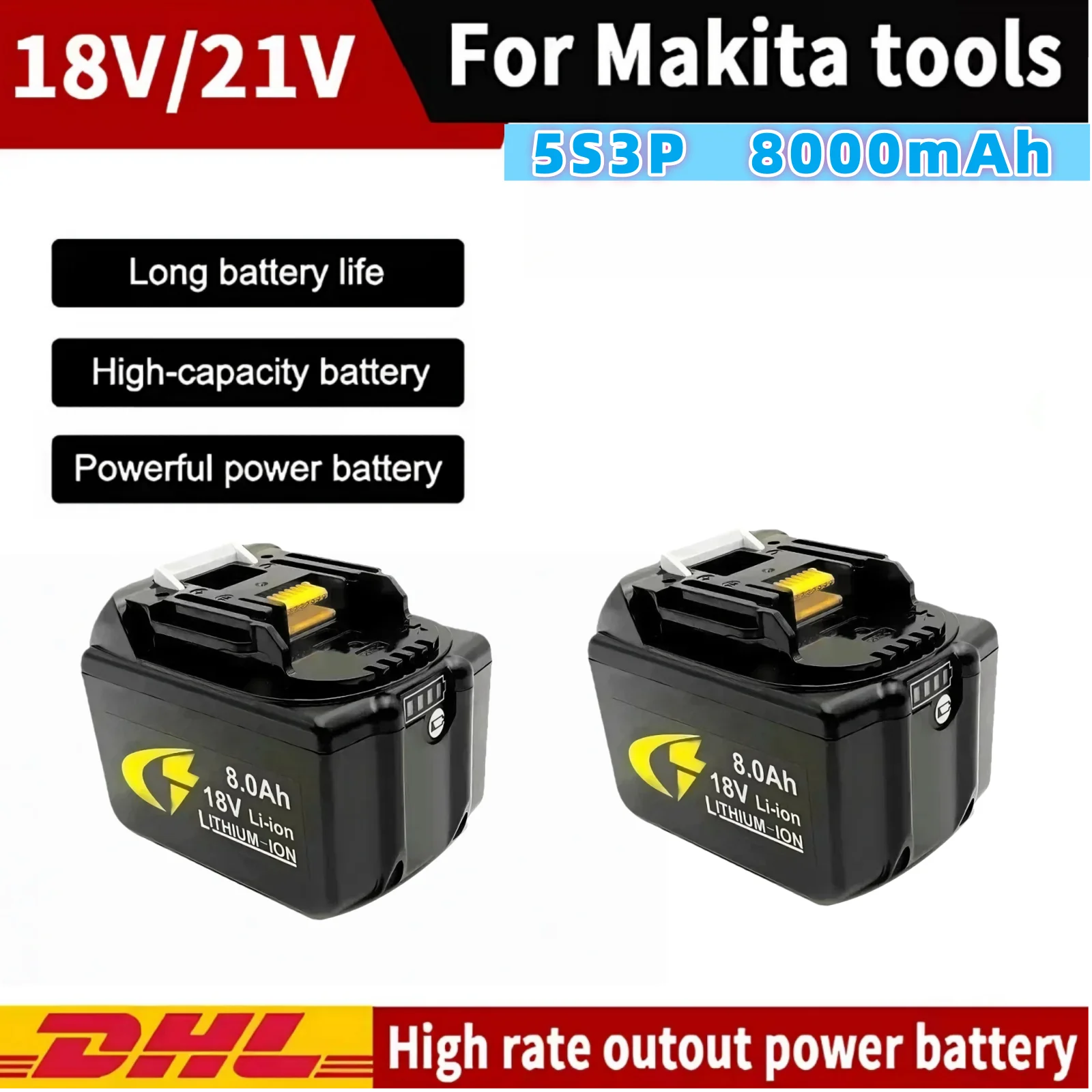 

100% новая аккумуляторная батарея для Makita 8,0 Ач, аккумулятор 18 В BL1830 BL1815 BL1860 BL1840, сменная батарея для электроинструмента