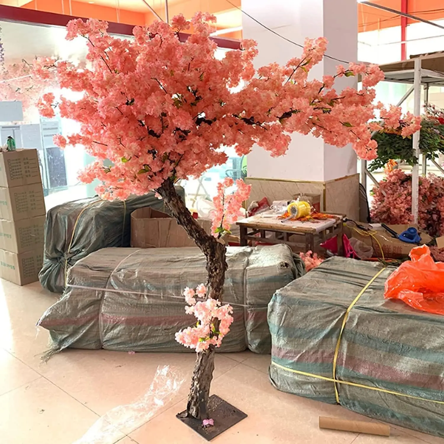 

Japanese Cherry Blossom Fake Plant Tall Artificial Cherry Blossom Trees With Base - Perfect Ornaments for Home, Office, Indoor